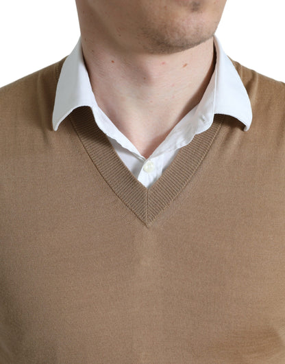 Dolce &amp; Gabbana Brown Wool Sleeveless Pullover Sweater
