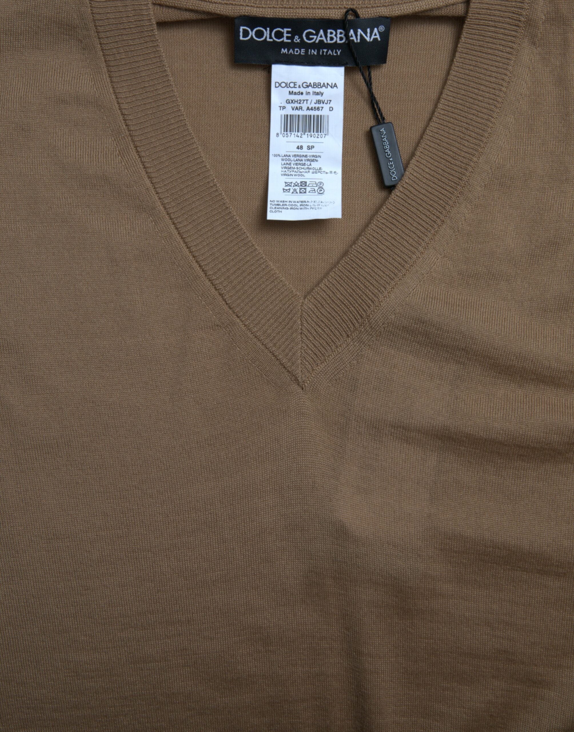 Dolce &amp; Gabbana Brown Wool Sleeveless Pullover Sweater