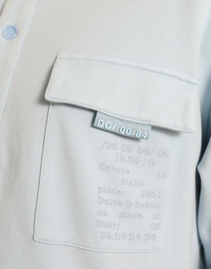 Dolce &amp; Gabbana Light Blue Cotton Buttoned Pullover Sweater
