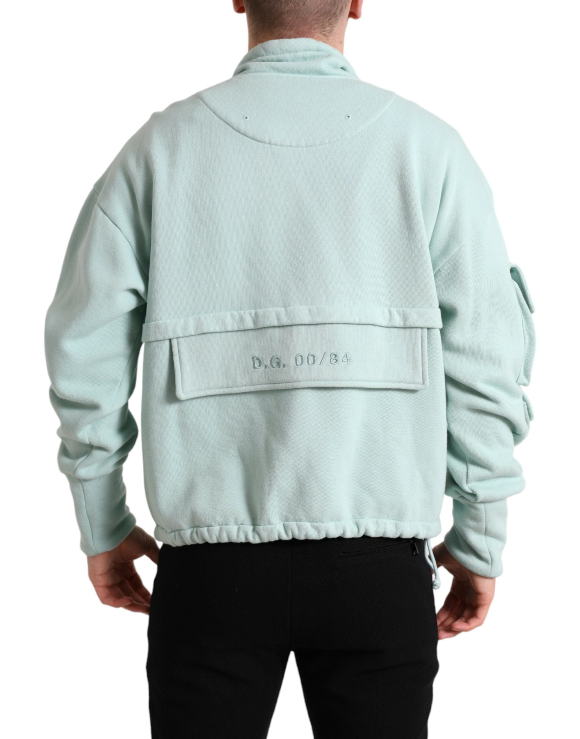 Dolce &amp; Gabbana Mint Green Cotton Pockets Pullover Sweater
