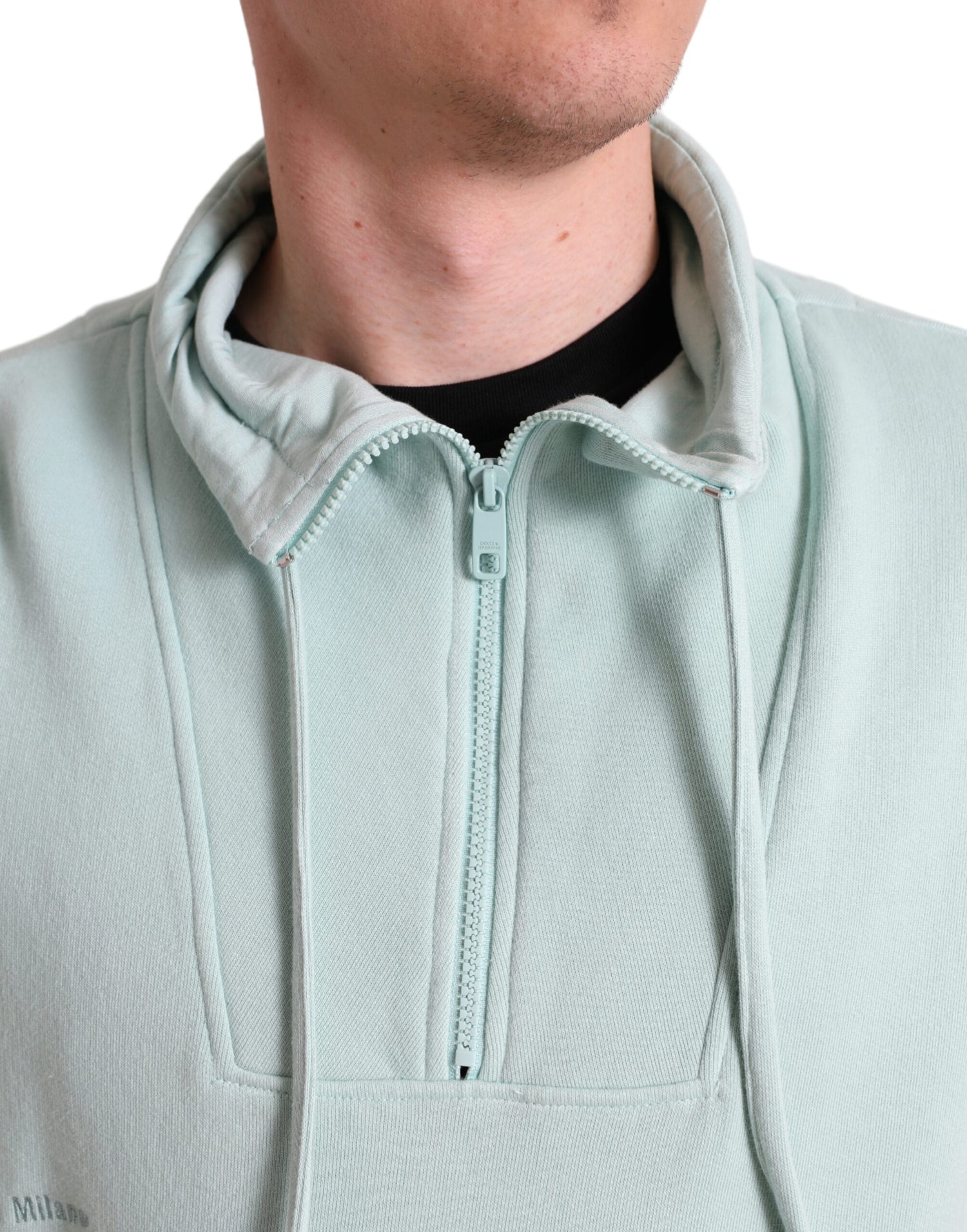 Dolce &amp; Gabbana Mint Green Cotton Pockets Pullover Sweater