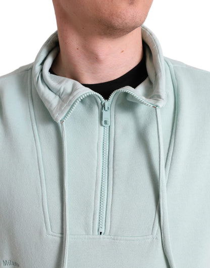 Dolce &amp; Gabbana Mint Green Cotton Pockets Pullover Sweater