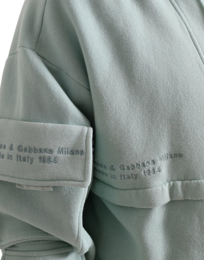 Dolce &amp; Gabbana Mint Green Cotton Pockets Pullover Sweater