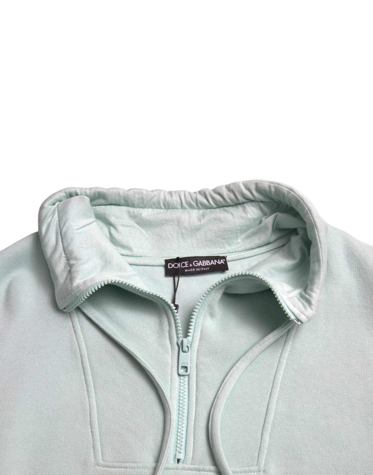 Dolce &amp; Gabbana Mint Green Cotton Pockets Pullover Sweater