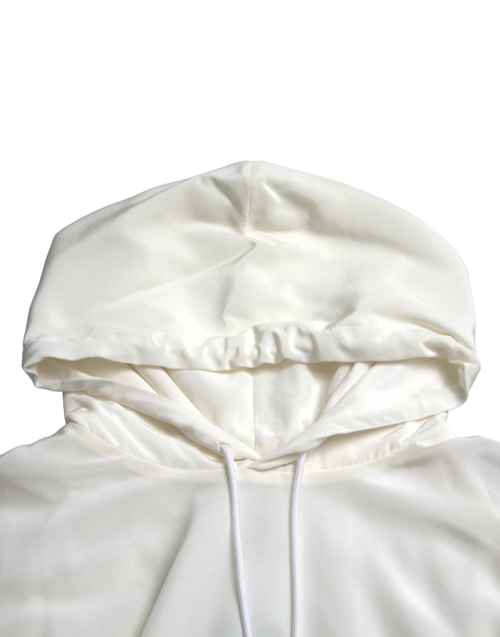 Dolce &amp; Gabbana White Floral Print Hooded Pullover Sweater