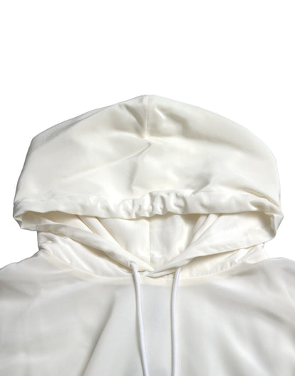 Dolce &amp; Gabbana White Floral Print Hooded Pullover Sweater