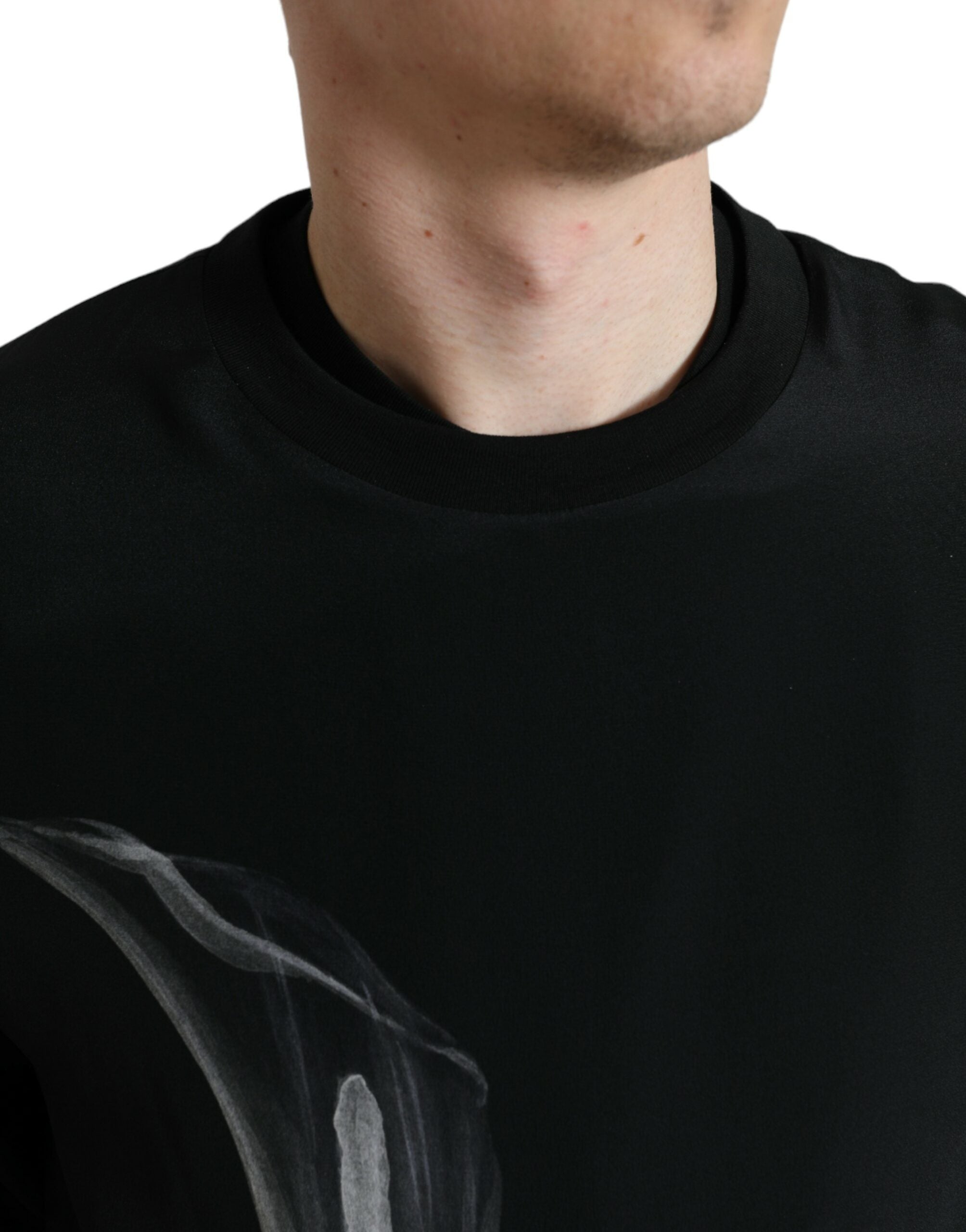 Dolce &amp; Gabbana Black Floral Print Crewneck Pullover Sweater