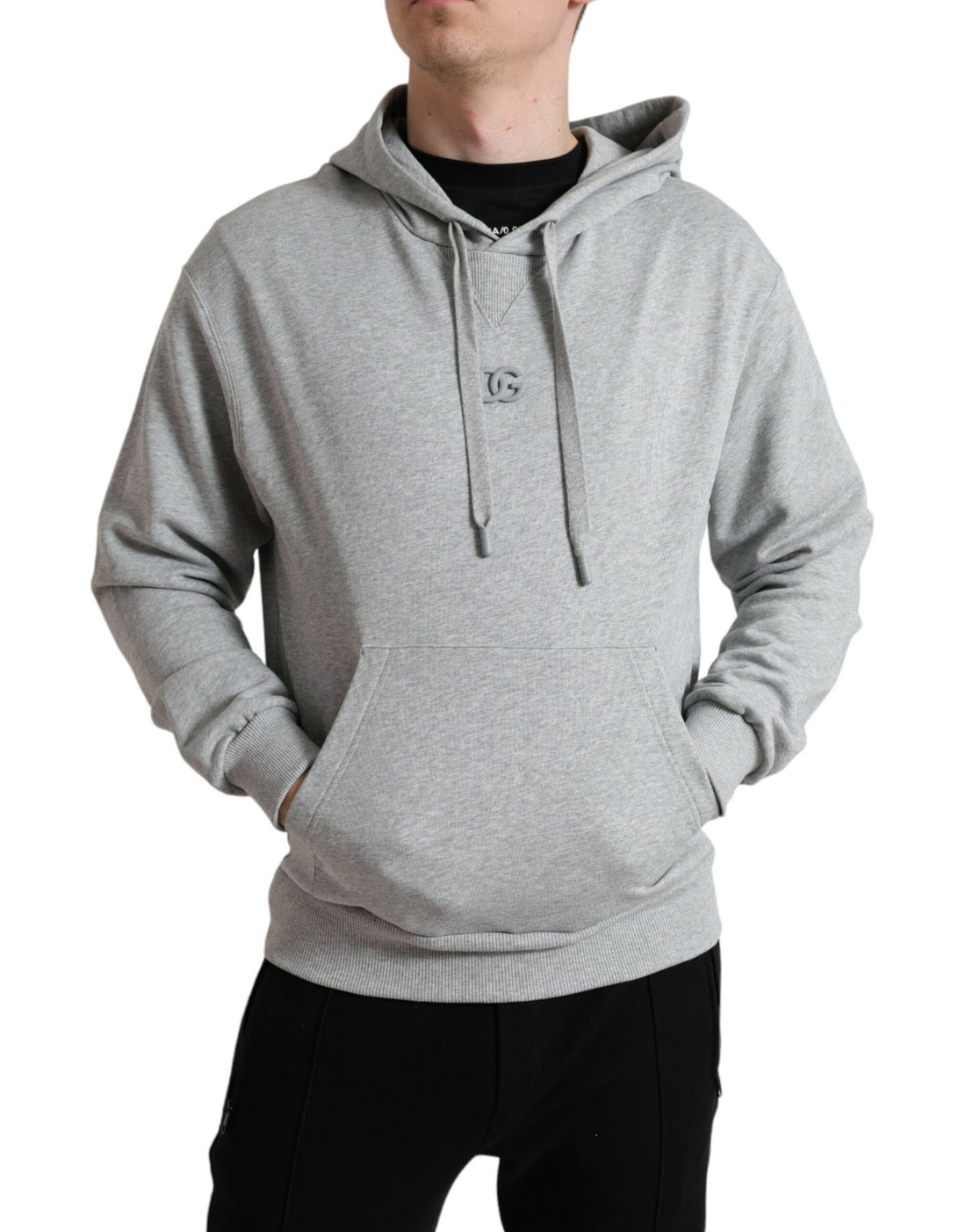 Dolce &amp; Gabbana Gray Cotton Logo Hooded Sweatshirt Sweater