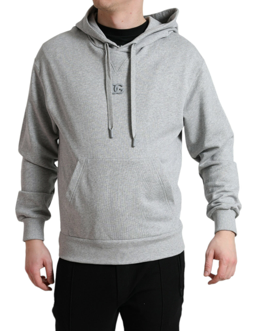 Dolce &amp; Gabbana Gray Cotton Logo Hooded Sweatshirt Sweater
