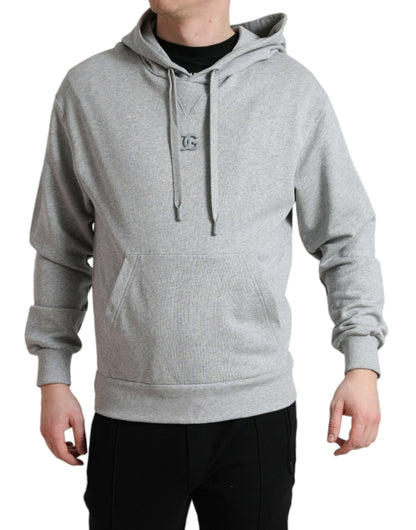 Dolce &amp; Gabbana Gray Cotton Logo Hooded Sweatshirt Sweater