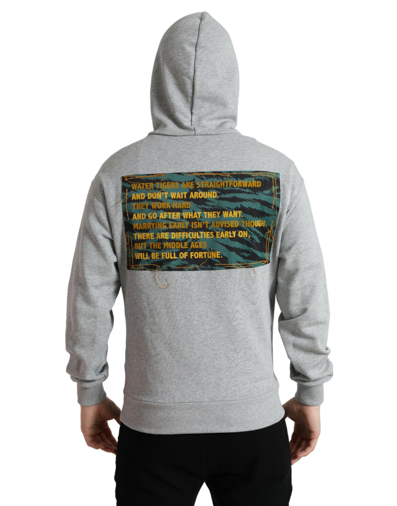 Dolce &amp; Gabbana Gray Cotton Logo Hooded Sweatshirt Sweater