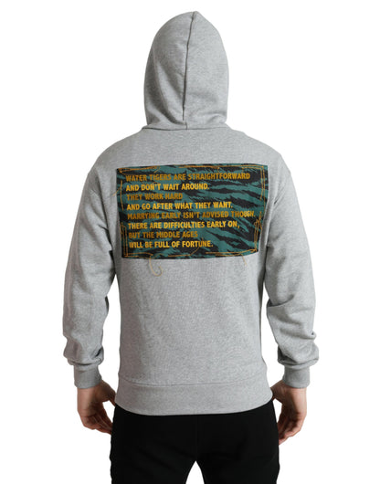 Dolce &amp; Gabbana Gray Cotton Logo Hooded Sweatshirt Sweater