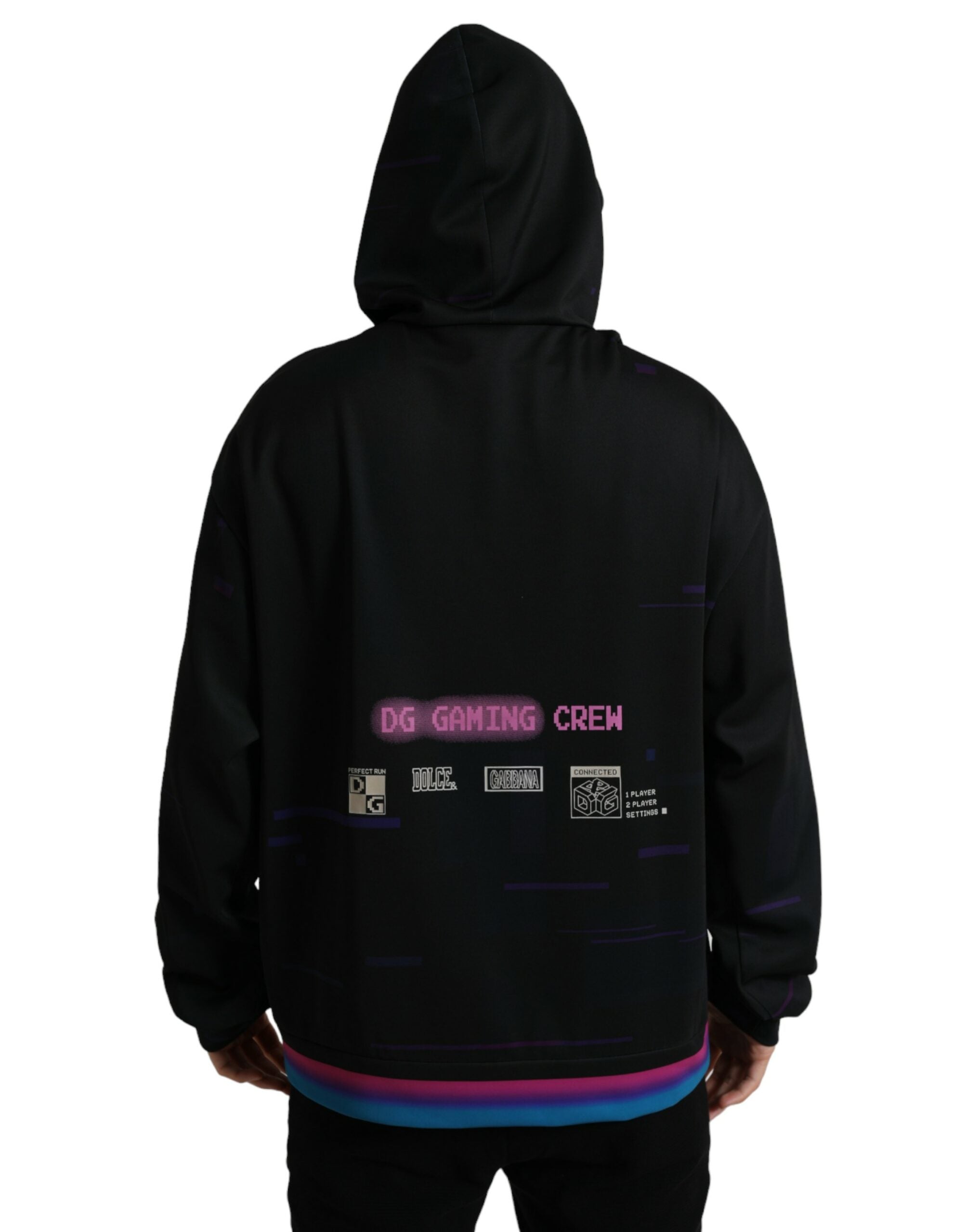 Dolce &amp; Gabbana Black Logo Print Hooded Sweatshirt Sweater