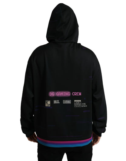 Dolce &amp; Gabbana Black Logo Print Hooded Sweatshirt Sweater