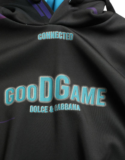 Dolce &amp; Gabbana Black Logo Print Hooded Sweatshirt Sweater