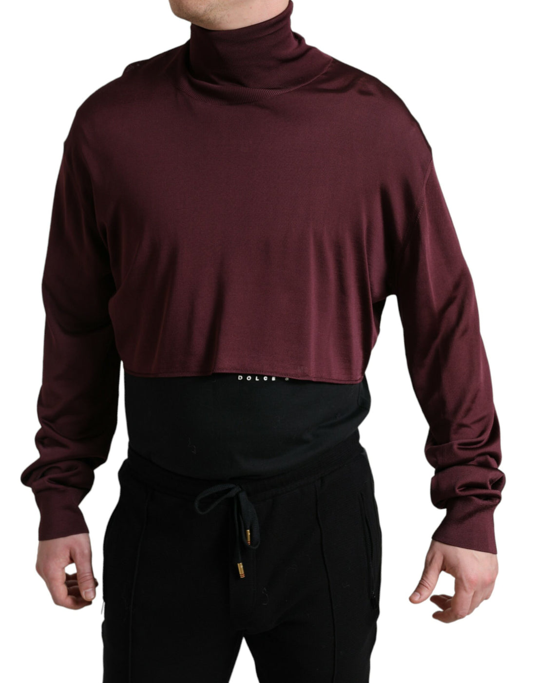 Dolce &amp; Gabbana Maroon Viscose Turtleneck Pullover Sweater