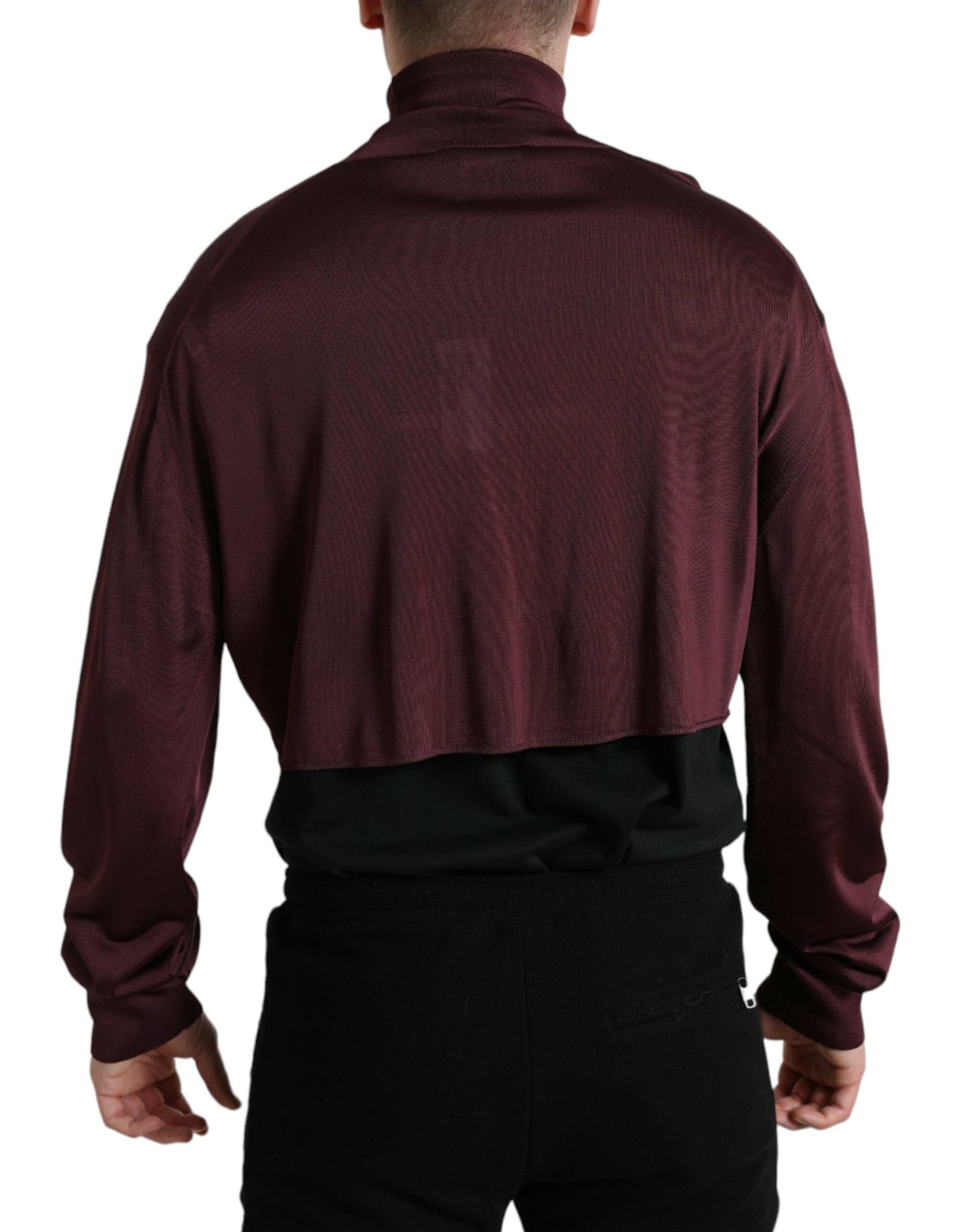 Dolce &amp; Gabbana Maroon Viscose Turtleneck Pullover Sweater