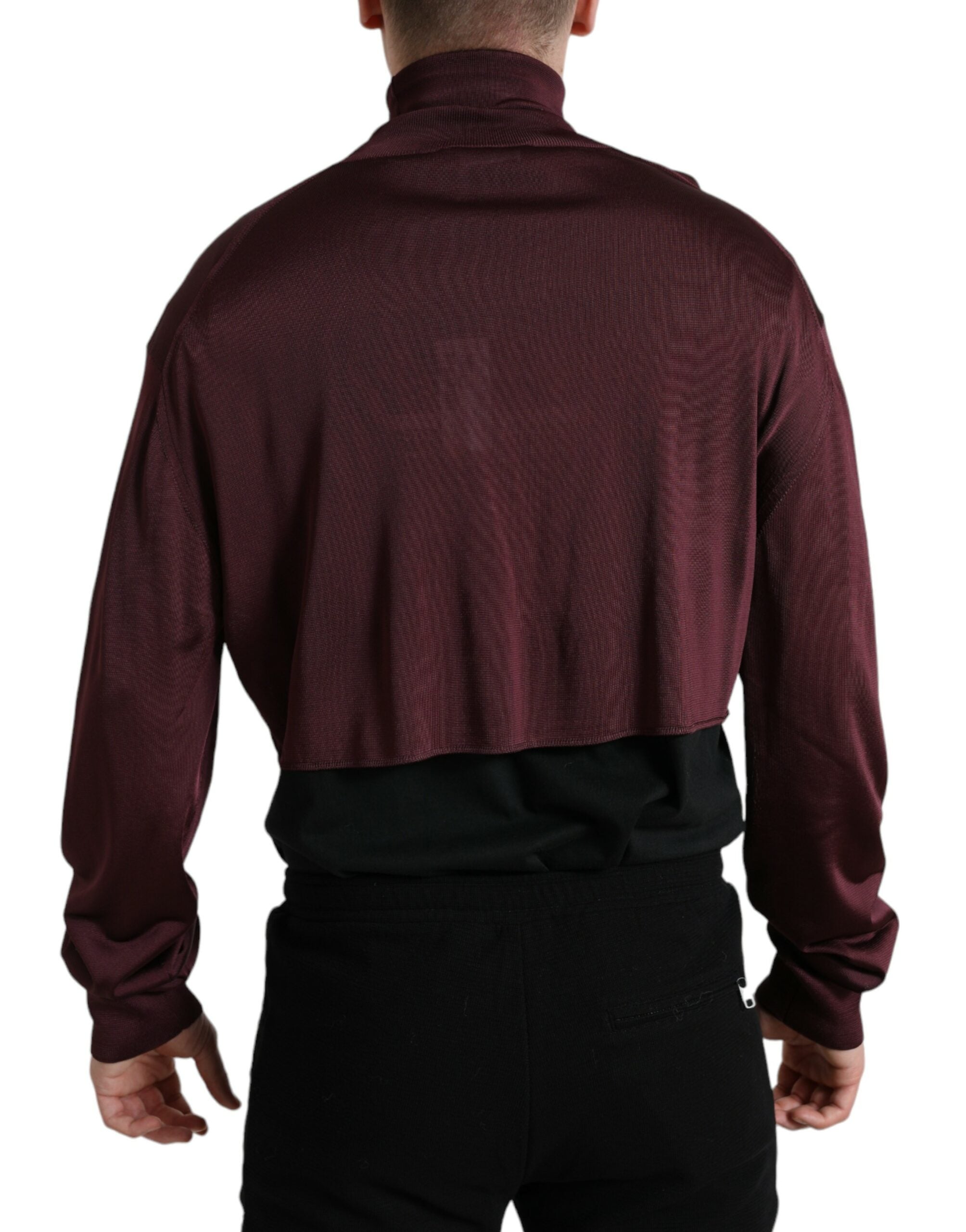 Dolce &amp; Gabbana Maroon Viscose Turtleneck Pullover Sweater