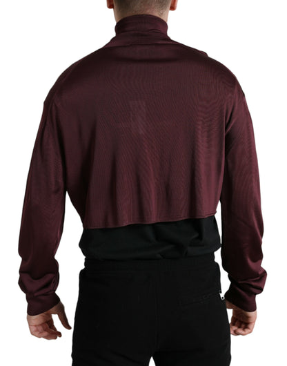 Dolce &amp; Gabbana Maroon Viscose Turtleneck Pullover Sweater