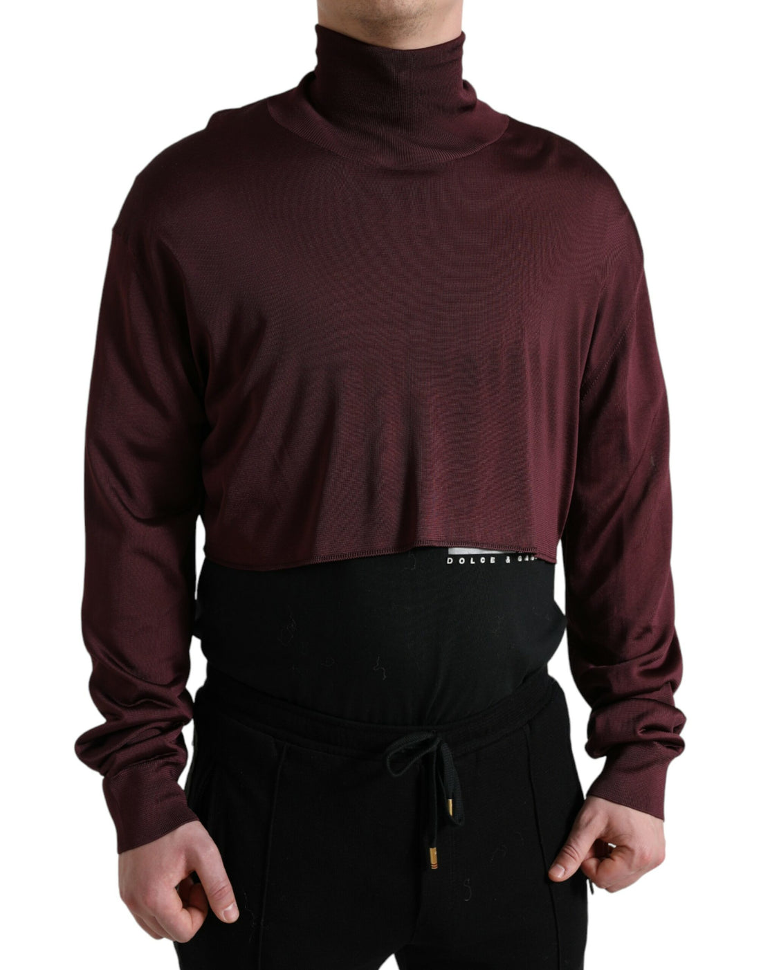 Dolce &amp; Gabbana Maroon Viscose Turtleneck Pullover Sweater