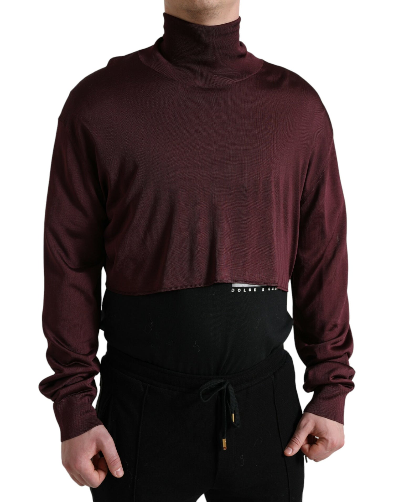 Dolce &amp; Gabbana Maroon Viscose Turtleneck Pullover Sweater