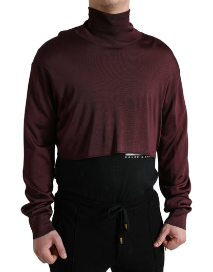 Dolce &amp; Gabbana Maroon Viscose Turtleneck Pullover Sweater