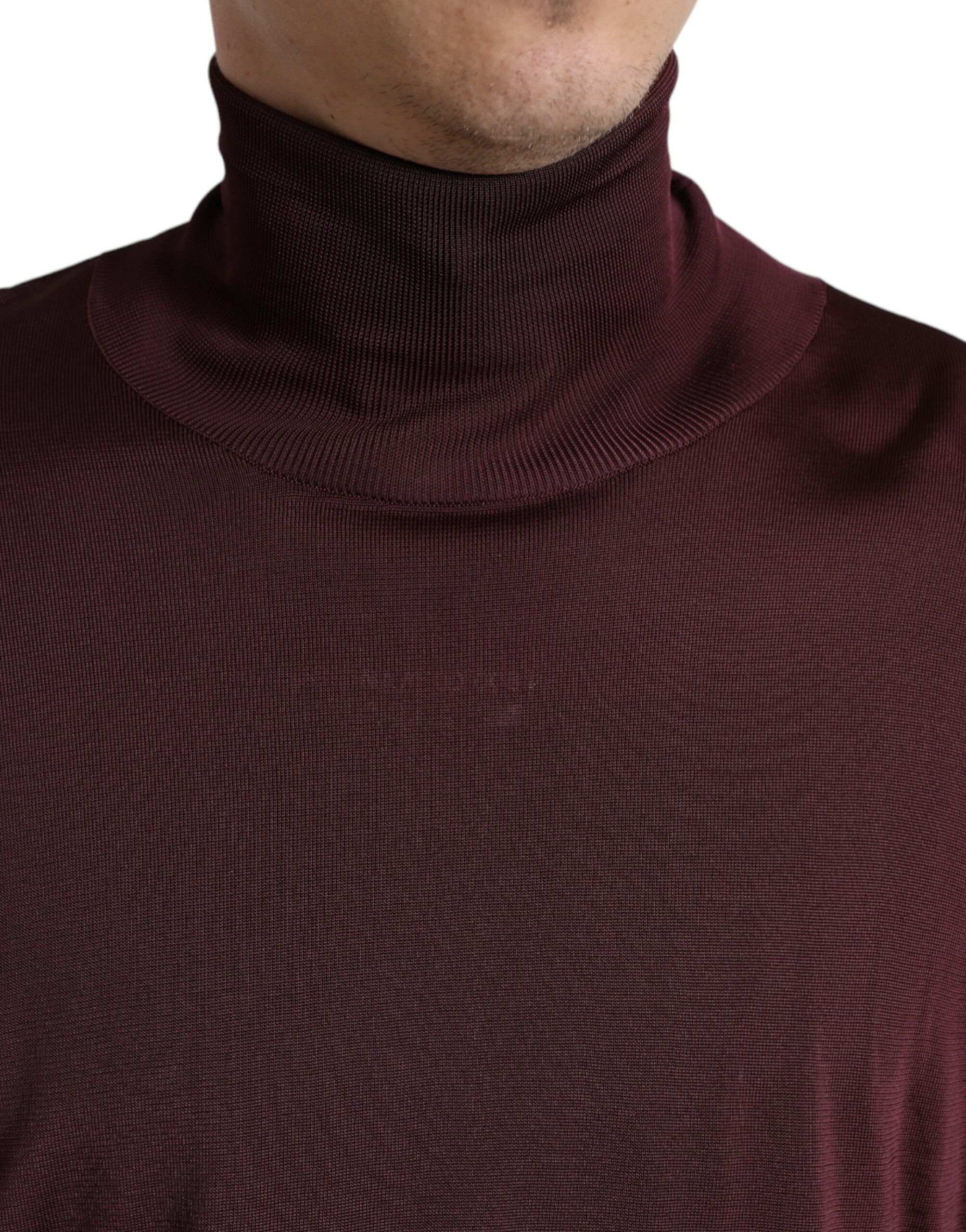 Dolce &amp; Gabbana Maroon Viscose Turtleneck Pullover Sweater