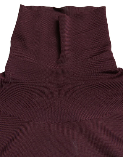 Dolce &amp; Gabbana Maroon Viscose Turtleneck Pullover Sweater