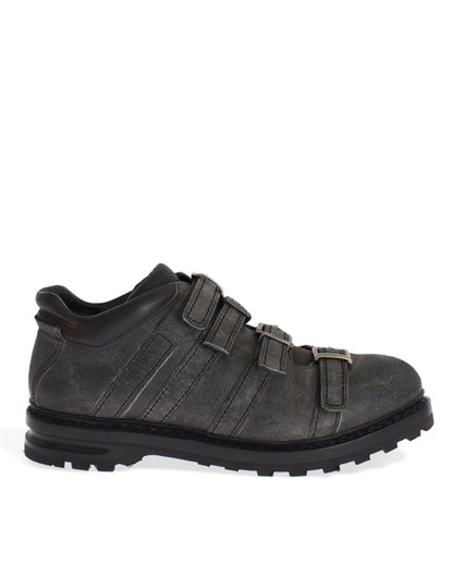 Dolce &amp; Gabbana Gray Leather Ankle Strap Shoes Boots