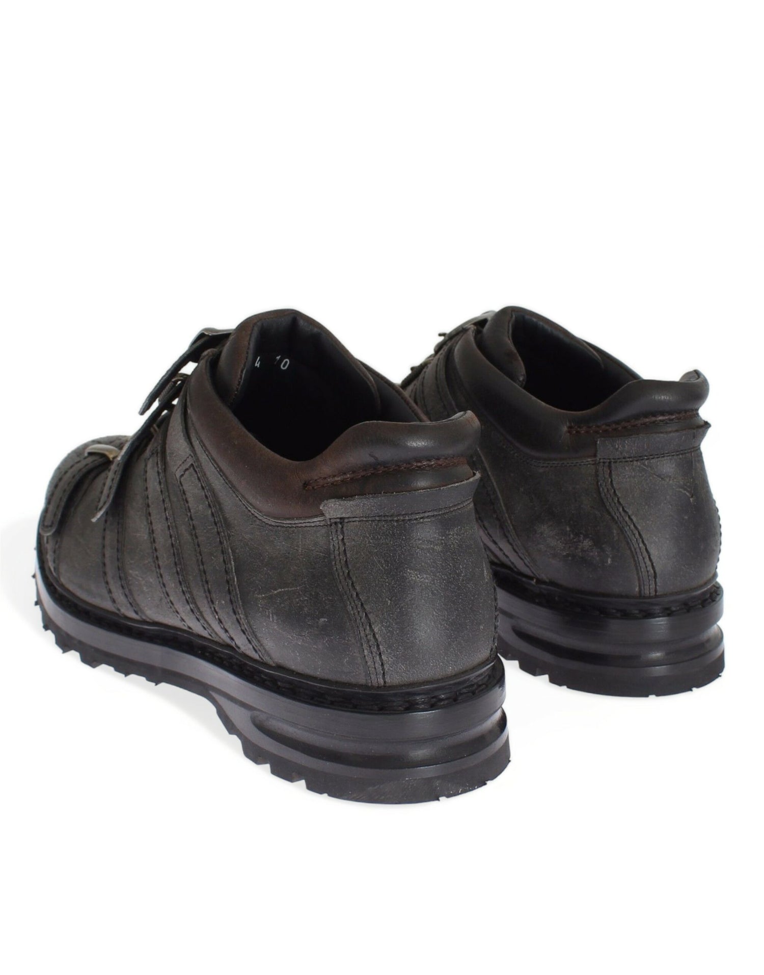 Dolce &amp; Gabbana Gray Leather Ankle Strap Shoes Boots