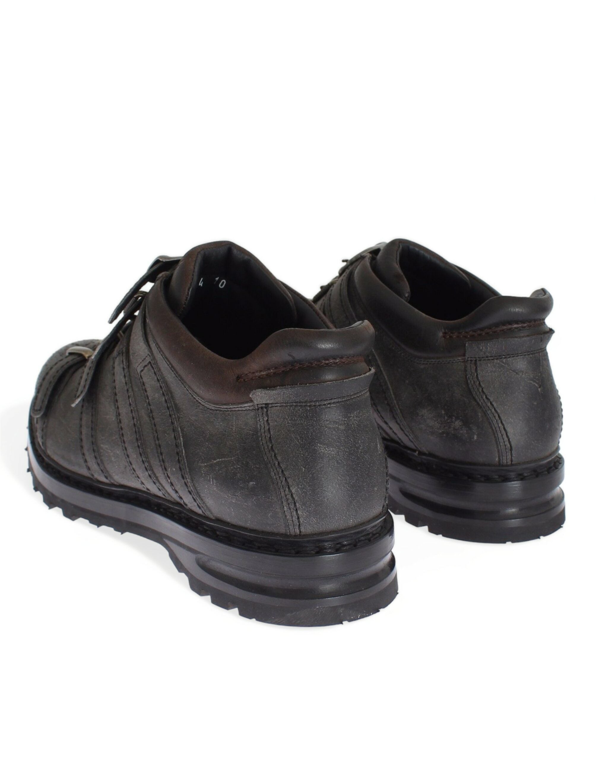 Dolce &amp; Gabbana Gray Leather Ankle Strap Shoes Boots