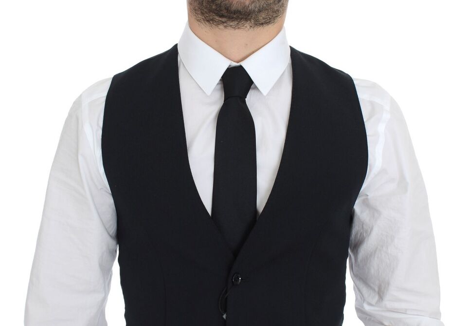 Dolce &amp; Gabbana Blue Wool Formal Dress Vest Gilet