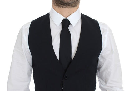 Dolce &amp; Gabbana Blue Wool Formal Dress Vest Gilet