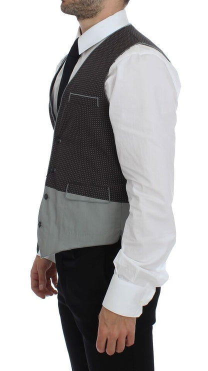 Dolce &amp;amp; Gabbana Grå Polka Dot Klänning Väst Gilet Weste