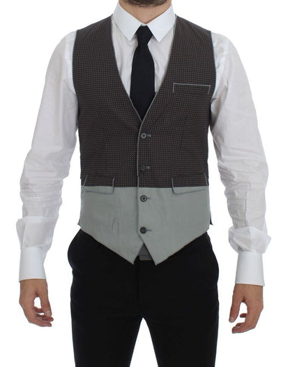 Dolce &amp;amp; Gabbana Grå Polka Dot Klänning Väst Gilet Weste