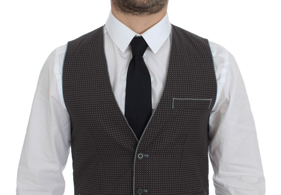 Dolce &amp; Gabbana Gray Polka Dot Dress Vest Gilet Weste