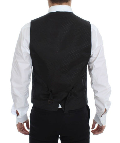 Dolce &amp; Gabbana Black Wool Silk Stretch Dress Vest Blazer