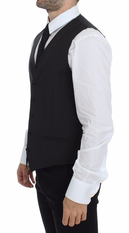 Dolce &amp; Gabbana Gray Wool Stretch Dress Vest Blazer
