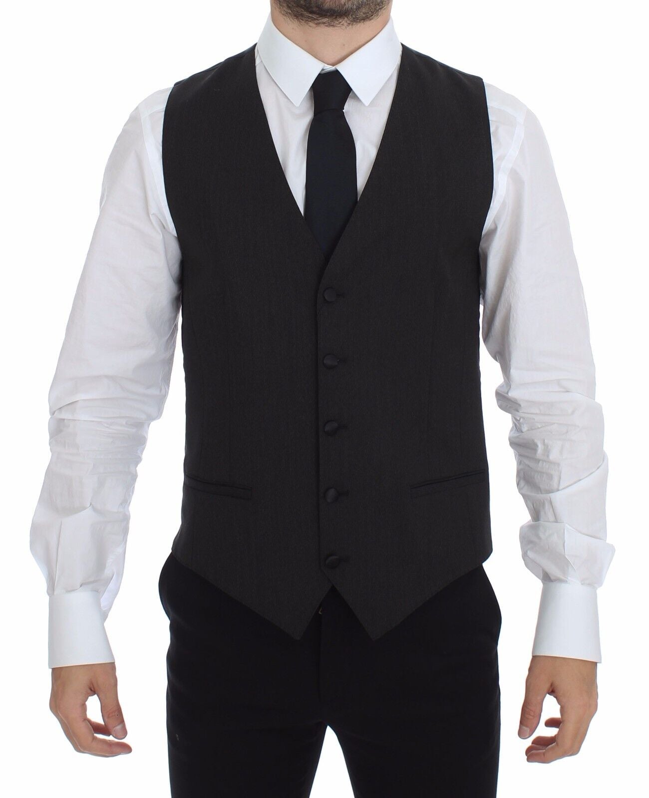 Dolce &amp; Gabbana Gray Wool Stretch Dress Vest Blazer