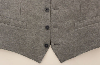 Dolce &amp; Gabbana Gray Cotton Stretch Dress Vest Blazer