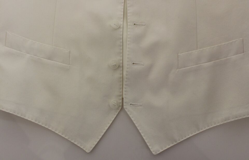 Dolce &amp; Gabbana White Cotton Silk Blend Dress Vest Blazer
