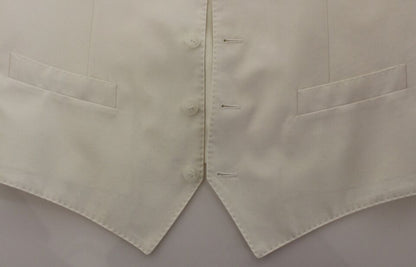 Dolce &amp; Gabbana White Cotton Silk Blend Dress Vest Blazer