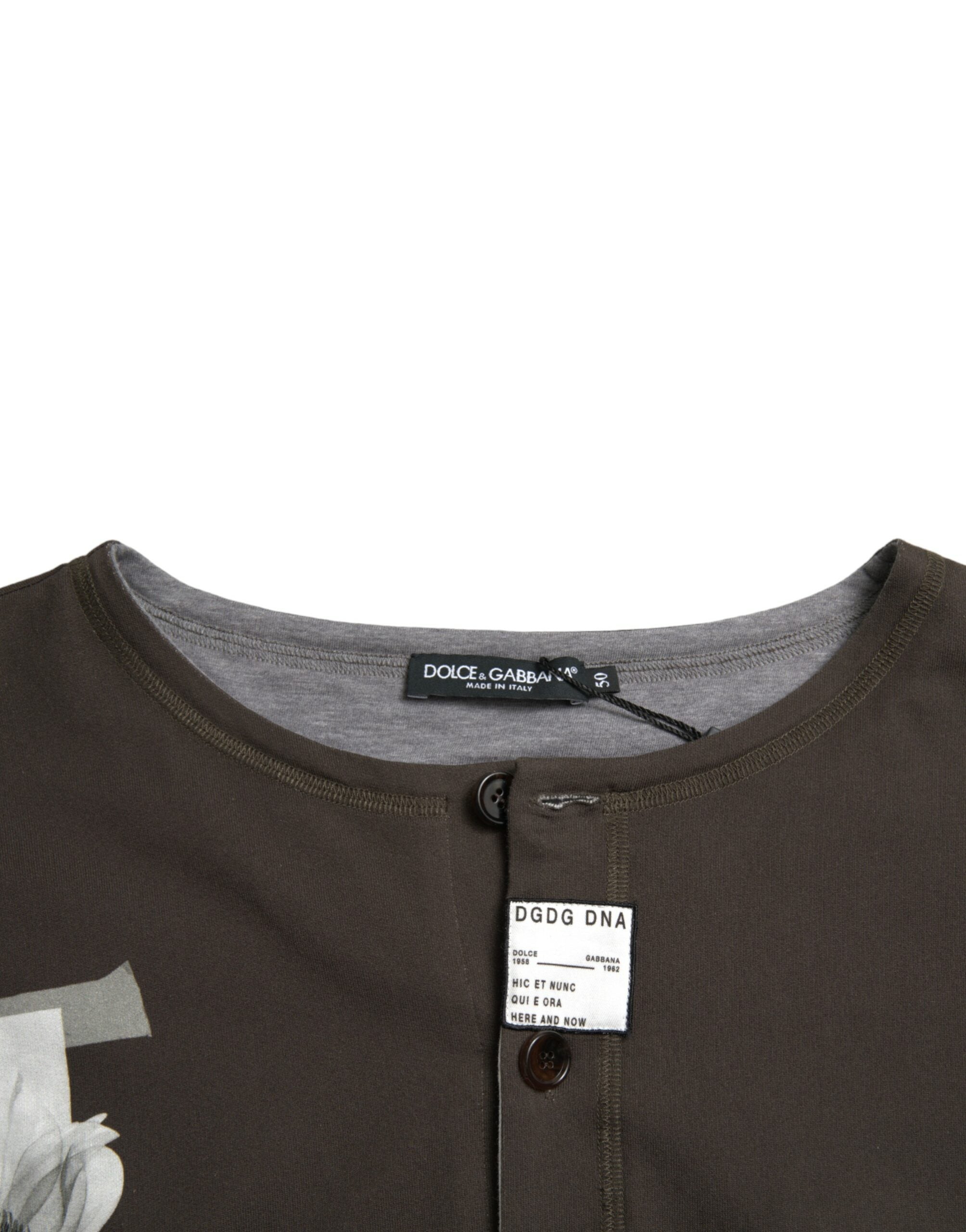 Dolce &amp; Gabbana Dark Gray Cotton Button Down Pullover Sweater