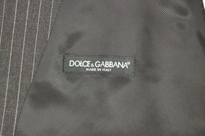 Dolce &amp;amp; Gabbana Grårandig Enkelknäppt Väst i Ull