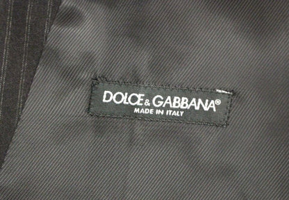 Dolce &amp;amp; Gabbana Svartrandig Enkelknäppt Väst i Ull