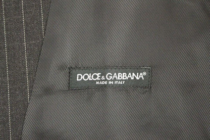 Dolce &amp;amp; Gabbana Grå Randig Ullväst Med Logotyp Väst