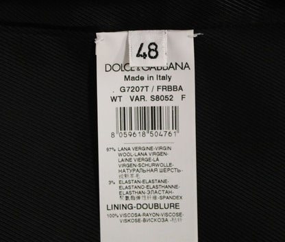 Dolce &amp; Gabbana Gray Striped Wool Logo Vest Gilet Weste