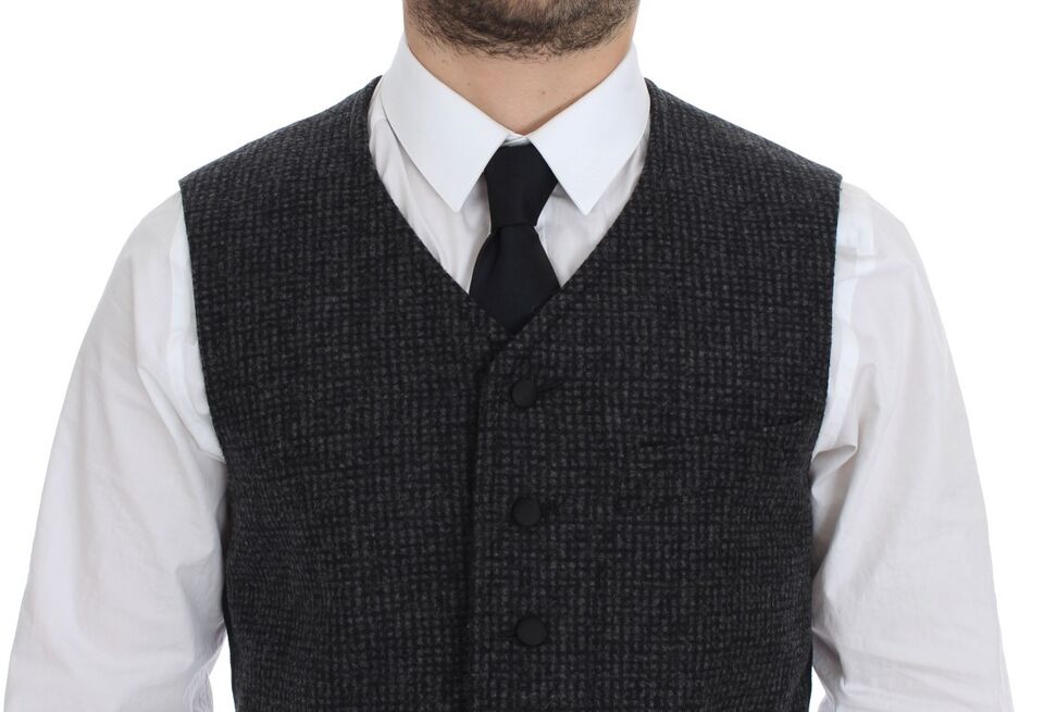 Dolce &amp; Gabbana Gray Wool Blend Vest Gilet Weste