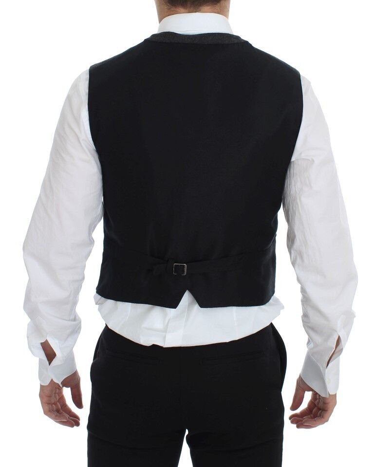 Dolce &amp; Gabbana Gray Wool Blend Logo Vest Gilet Weste