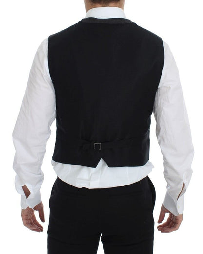 Dolce &amp; Gabbana Gray Wool Blend Logo Vest Gilet Weste